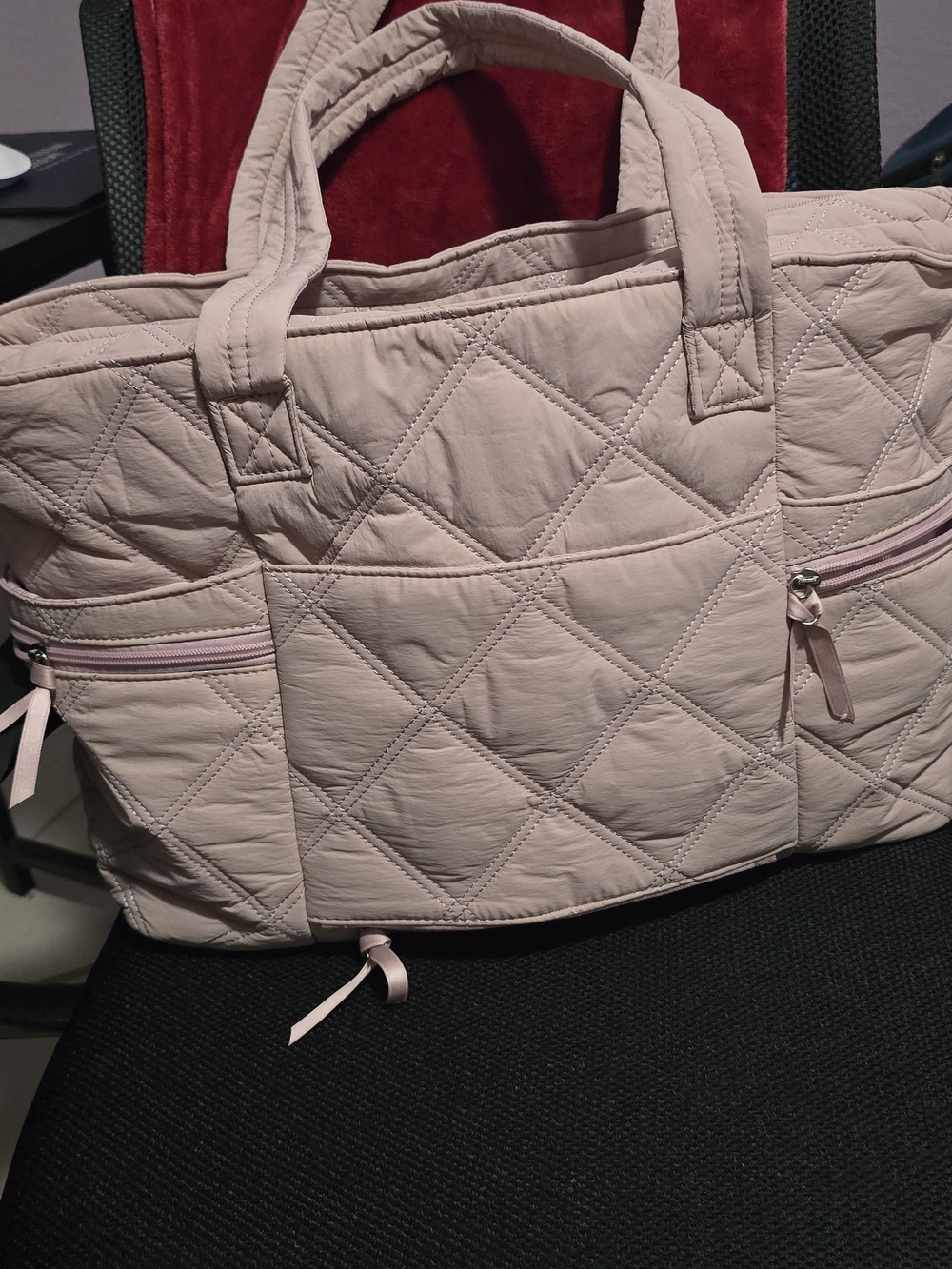 Quilted Light Pink Tote Bag - Women's Quilted Carryall